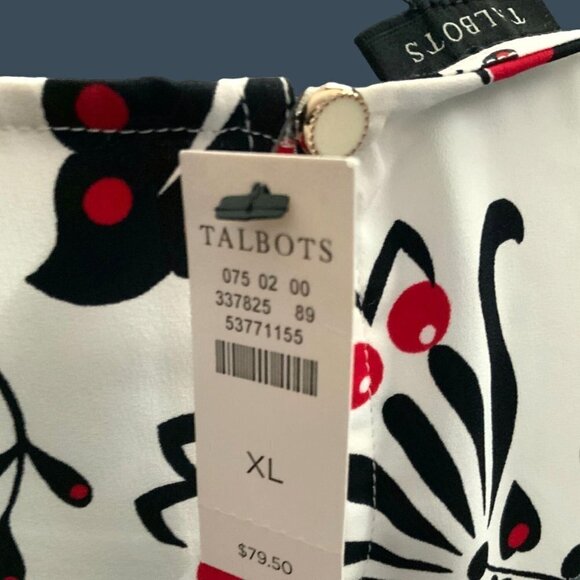 TALBOTS LADIES SS MULTI COLORED POLYESTER ABSTRACT TOP TUNIC BLOUSE SHIRT NWT XL - Picture 2 of 9